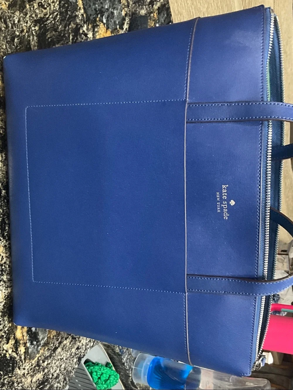 kate spade cobalt blue leather tote